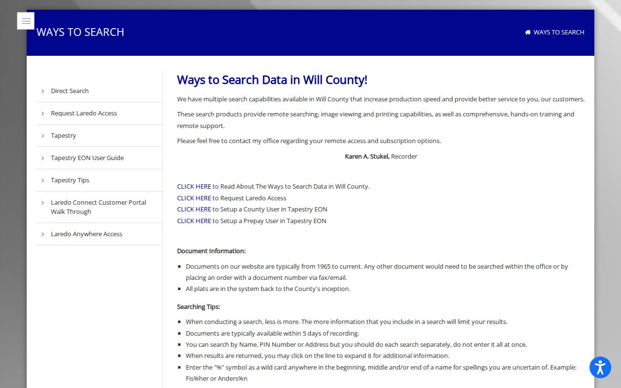 Naperville previous residents Will County recorder search guide