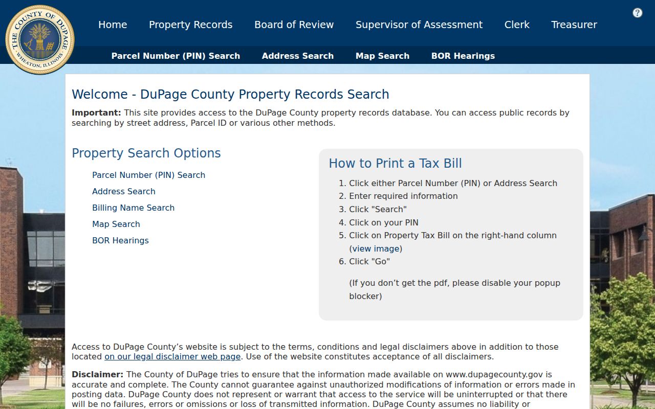 DuPage County property search for Naperville street addresses