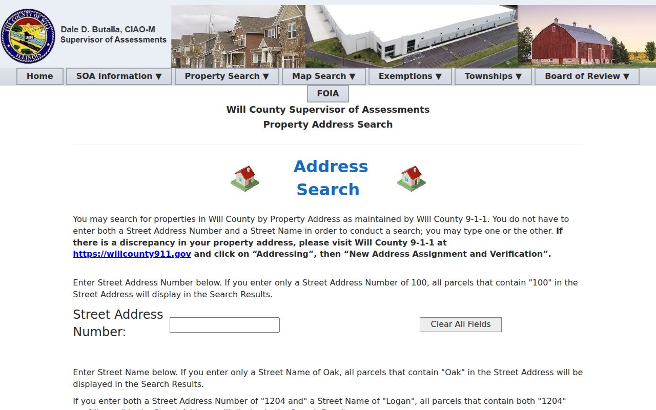 Will County address search used for south Naperville streets