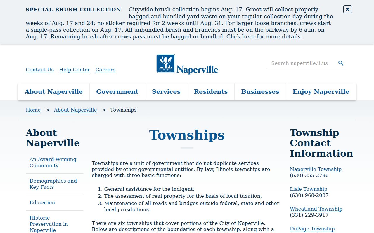 Naperville township boundaries used with ZIP and county records